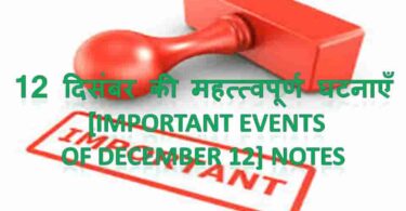 December 12 Important Events Notes