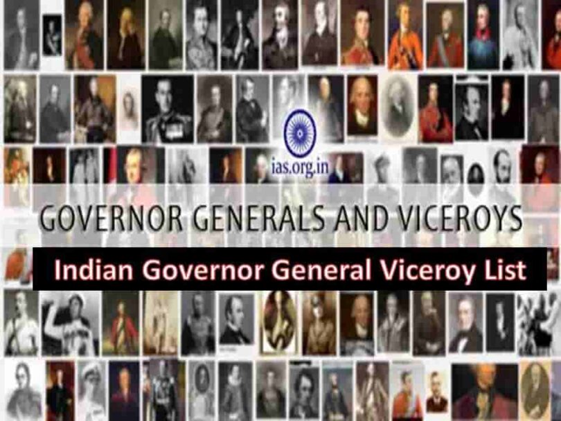Indian Governor General Viceroy List