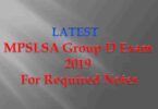 MPSLSA Group D Exam 2019 For Required Notes
