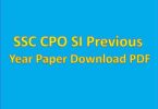 SSC CPO SI Previous Year Paper Download PDF
