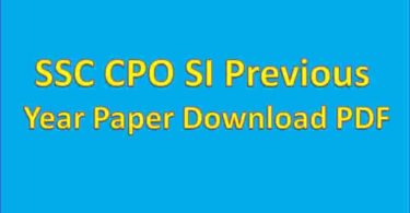 SSC CPO SI Previous Year Paper Download PDF