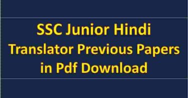 SSC Junior Hindi Translator Previous Papers in Pdf Download