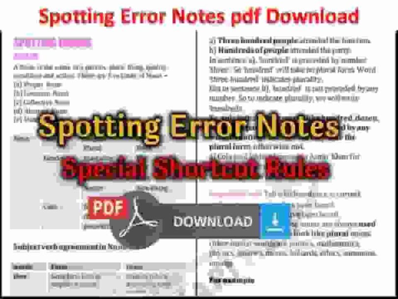 Spotting Error Notes pdf Download