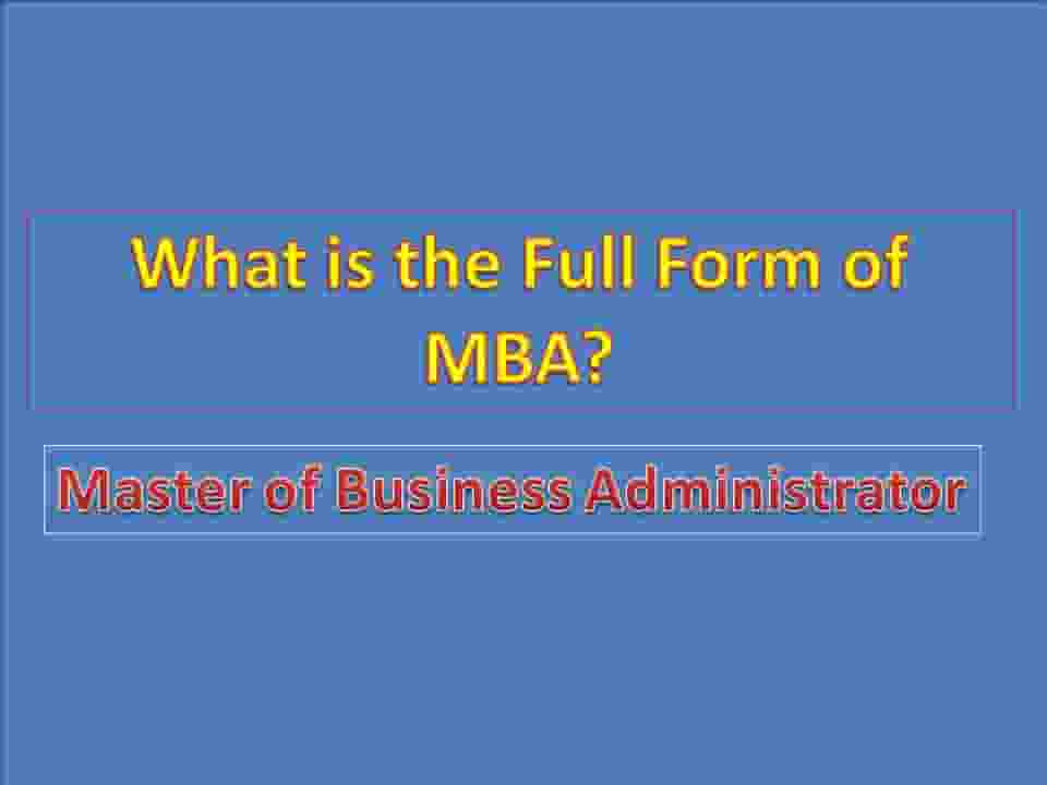 MBA Full Form