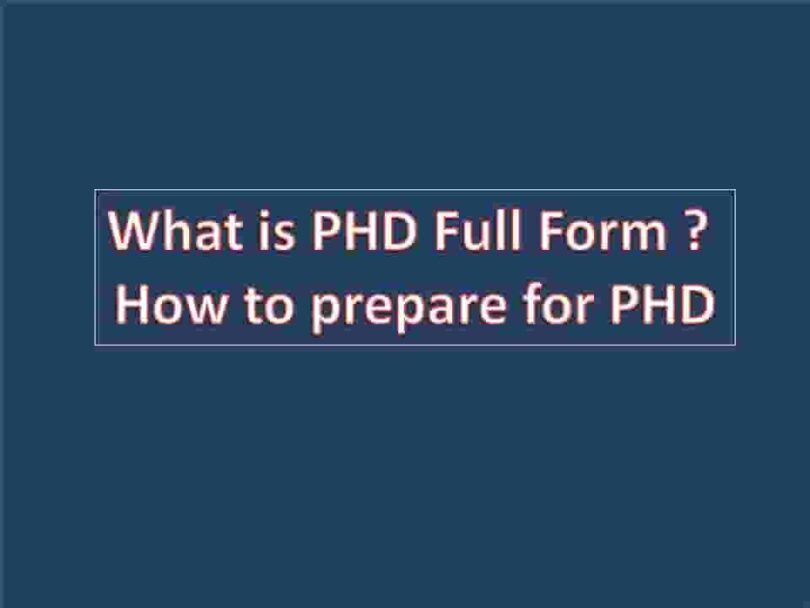 What is PHD Full Form