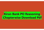 Kiran Bank PO Reasoning Chapterwise Download Pdf