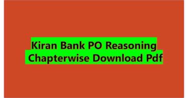 Kiran Bank PO Reasoning Chapterwise Download Pdf