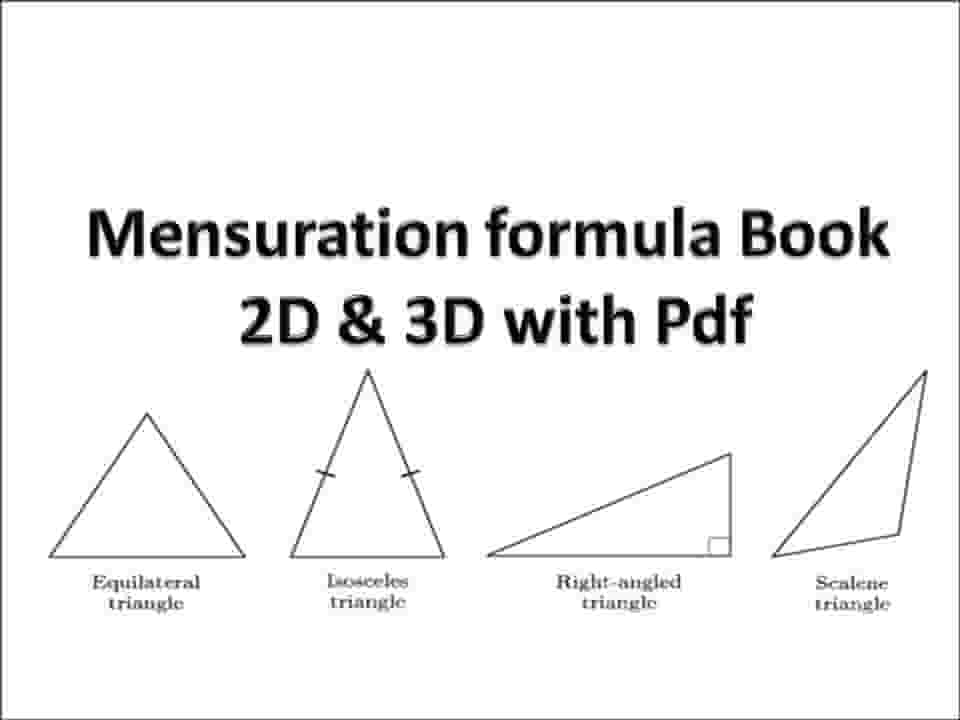 Mensuration formula Book 2D & 3D with Pdf