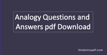Analogy Questions and Answers pdf Download