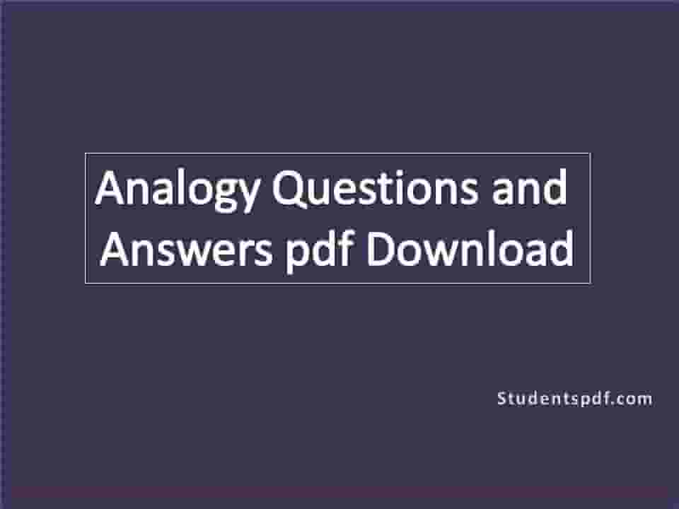 Analogy Questions and Answers pdf Download